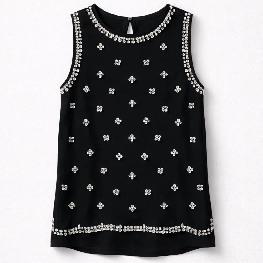Michael Kors black jewel embellished event top